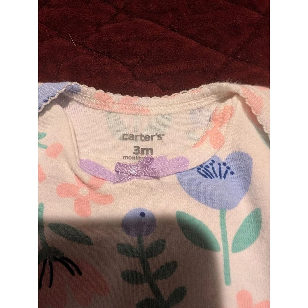 Carters Baby Outfit Set 3M Floral Bodysuit & Denim Pants - Free Shipping